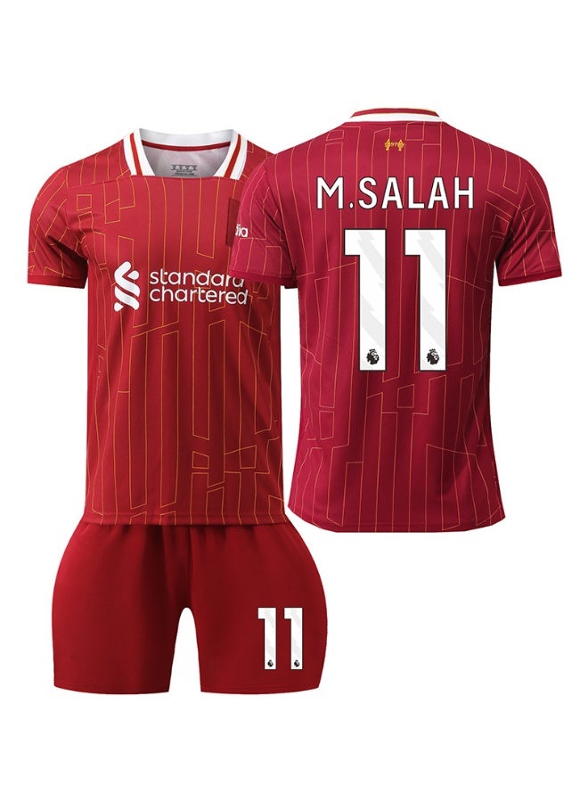 Liverpool F.C. 2024-2025 Liverpool jersey #11 M.SALAH football jersey shorts suit children size and adult size gifts for fans and friends - Image 1